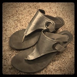 Silver sandal wedges